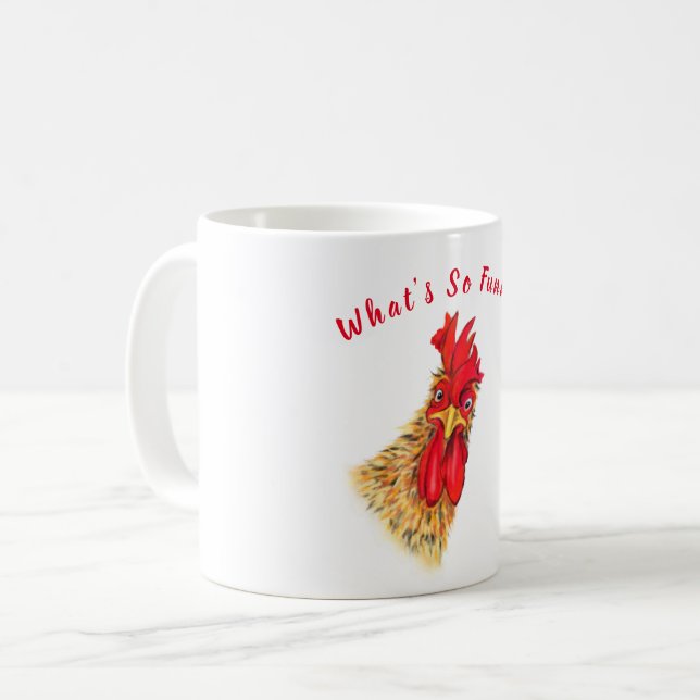 Funny Rooster Coffee Tasse - Benutzerdefinierter T (Vorderseite Links)