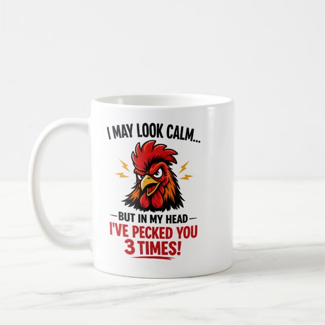 Funny Rooster Coworker Mug | I May Look Calm Kaffeetasse (Links)