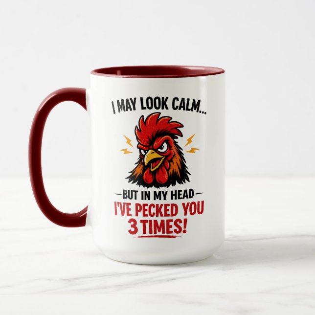 Funny Rooster Coworker Mug | I May Look Calm Tasse (Links)