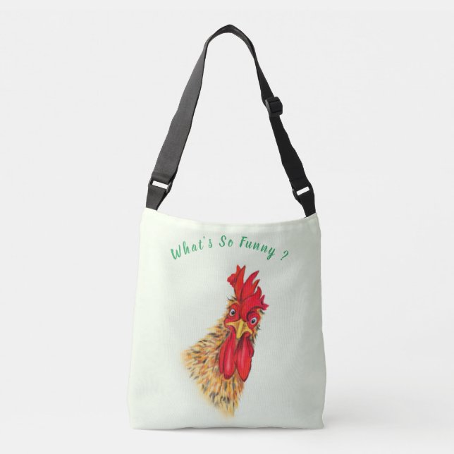 Funny Rooster Crossbody Bag - Benutzerdefinierter  Tragetaschen Mit Langen Trägern (Vorderseite)