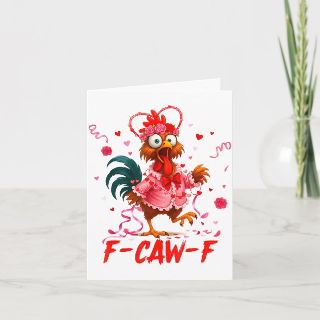Funny Rooster F-caw-f Valentines Day Chicken Fcawf Karte (Vorderseite)