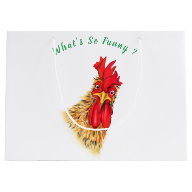Funny Rooster Geschenktasche - Benutzerdefinierter Große Geschenktüte (Vorderseite)
