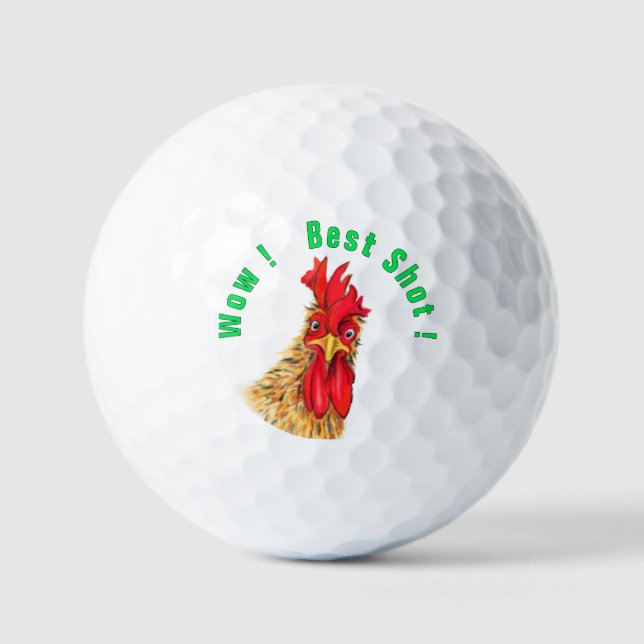 Funny Rooster Golf Balls mit Text Golfball (Vorderseite)