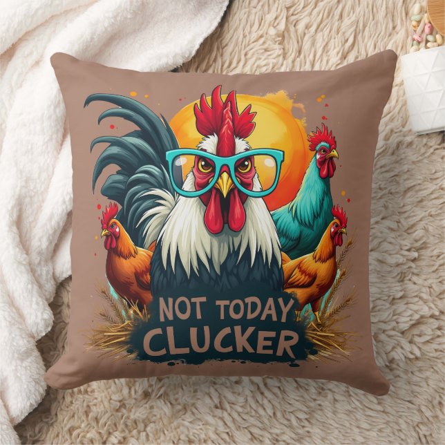 Funny Rooster "Not Today Clucker" Farm Leben Kunst Kissen (Decke)