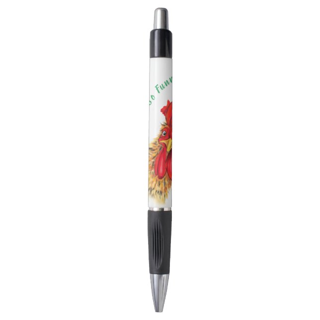 Funny Rooster Pen - Benutzerdefinierter Text Kugelschreiber (Vorderseite Vertikal)