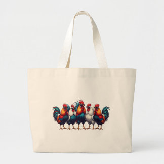 Funny Rooster Tote Bag with Sunglasses Jumbo Stoffbeutel