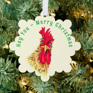Funny Rooster Weihnachts-Ornament Karten Custom Te