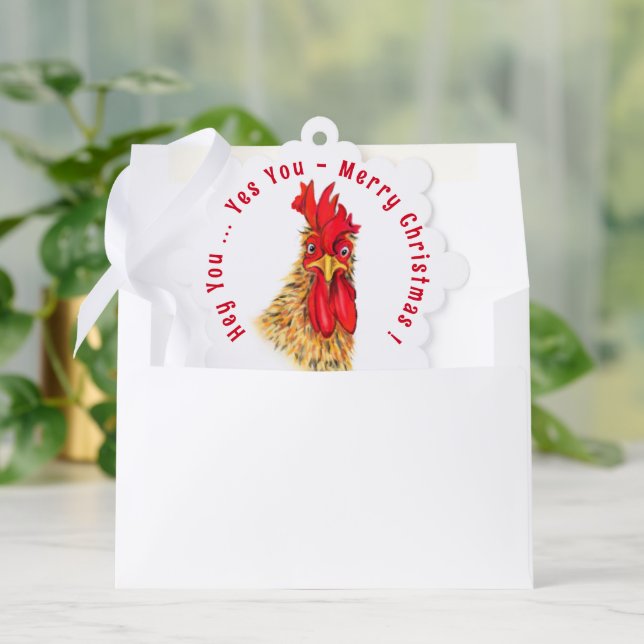 Funny Rooster Weihnachtsausstellung Card Ornament Karte (Umschlag)