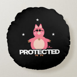 Funny rosa Schwein Rundes Kissen