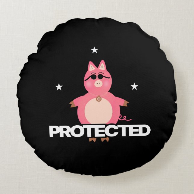 Funny rosa Schwein Rundes Kissen (Vorderseite)