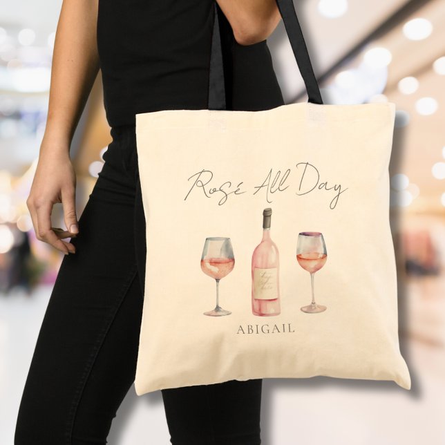 Funny Rosé Der ganze Tag Wein Tragetasche (Funny Rose Wine Tote Bag)