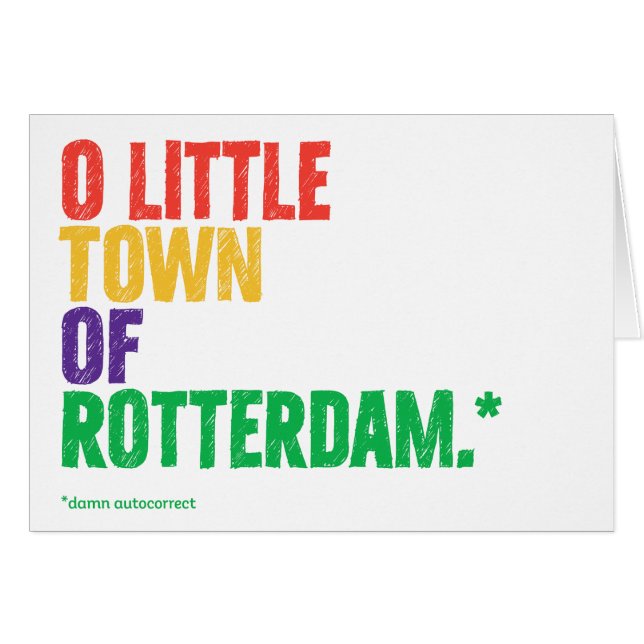 Funny "Rotterdam" Autokorrekte Weihnachtskarte (Vorderseite (Horizontal))