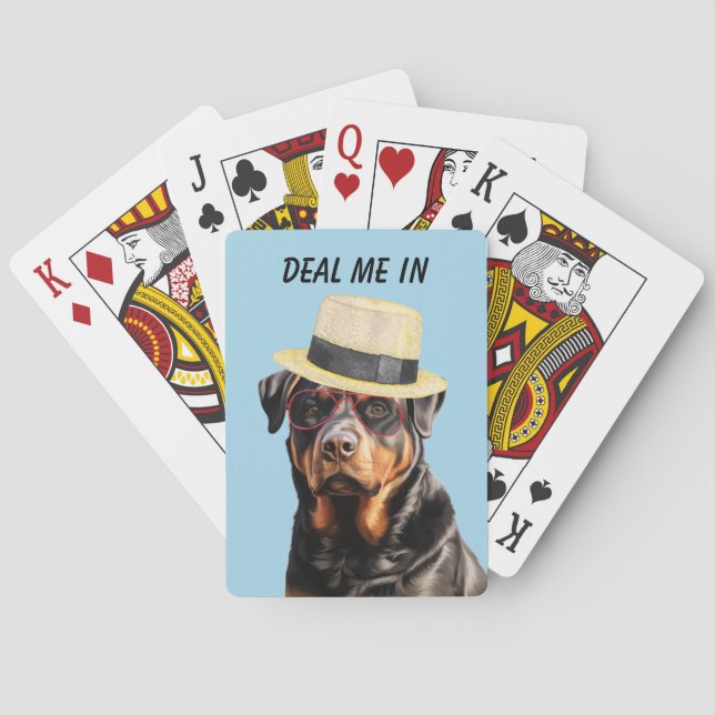 Funny Rottweiler Dog Deal Me In Spielkarten (Rückseite)