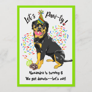 Funny Rottweiler Dog Donuts Geburtstagsparty Einladung