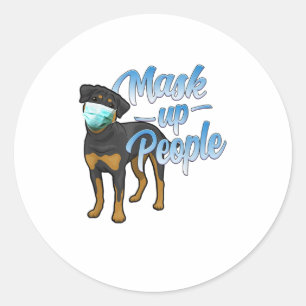 Funny Rottweiler Dog Wear Gesichtsmaske TShirt Runder Aufkleber