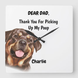 Funny Rottweiler Hund Vater Watercolor Canyoning  Quadratische Wanduhr