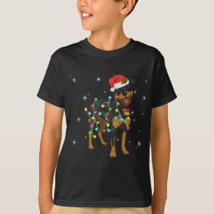Funny Rottweiler Hund Weihnachtslicht Welpe Hund L T-Shirt