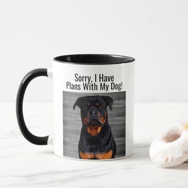 Funny Rottweiler plant mit Hundin Tasse (Mit Donut)