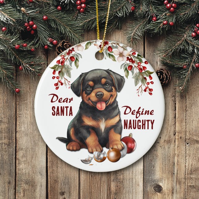 Funny Rottweiler Pup definiert Schönheit Weihnacht Keramik Ornament (Von Creator hochgeladen)