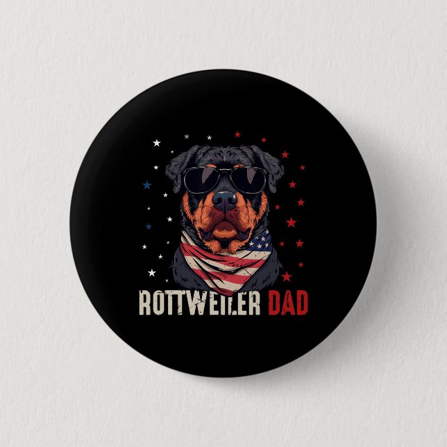 Funny Rottweiler Vater US Stars 4. Juli Väter Button (Vorderseite)