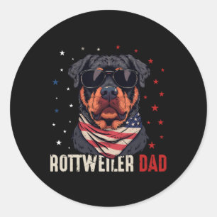 Funny Rottweiler Vater US Stars 4. Juli Väter Runder Aufkleber