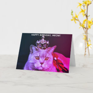 Funny Royal Cat Happy Birthday Karte
