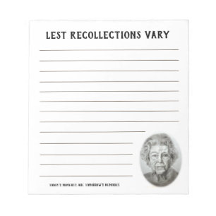 Funny Royal Queen Elizabeth Custom Text Notepad Notizblock