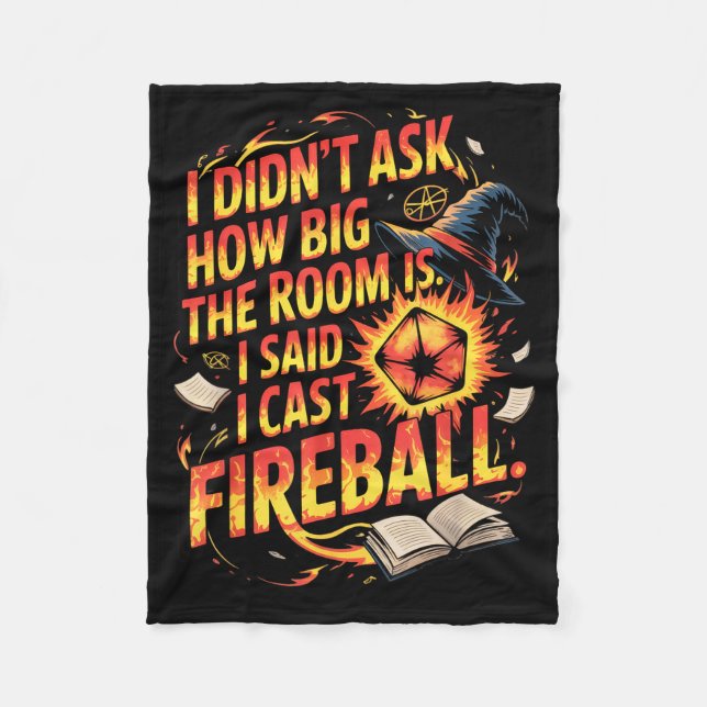 Funny Rpg I Cast Fireball Quote With Wizard Hat An Fleecedecke (Vorderseite)