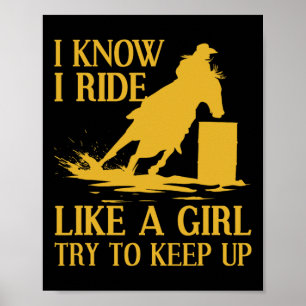 Funny Rrel Racing Geschenk für Frauen Pferderennen Poster