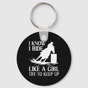 Funny Rrel Racing Geschenk für Frauen Pferderennen Schlüsselanhänger