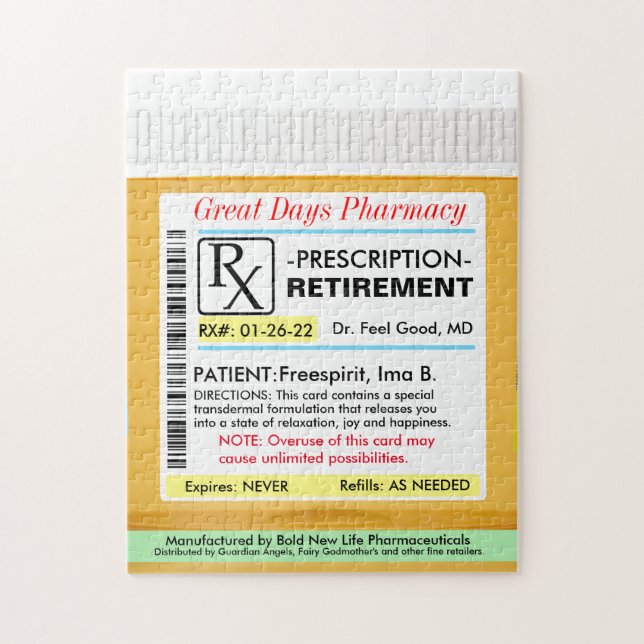 Funny Rtirement-Prescription RX Puzzle (Vertikal)
