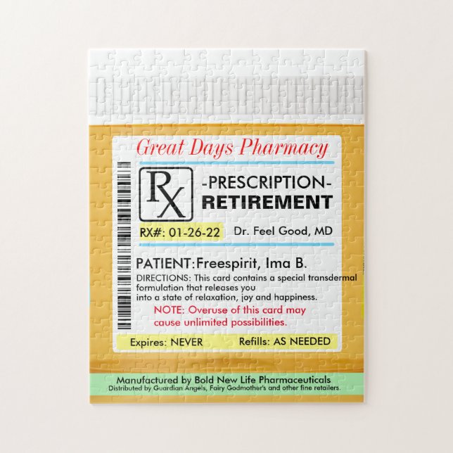 Funny Rtirement-Prescription RX Puzzle (Vertikal)