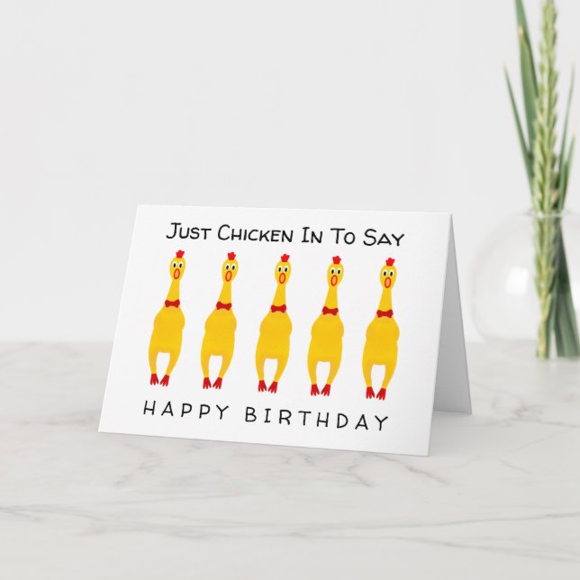 Funny Rubber Chicken Birthday Card Karte (Vorderseite)