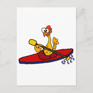 Funny Rubber Chicken Kayaking Cartoon Postkarte