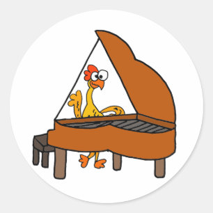 Funny Rubber Chicken Pielen Piano Cartoon Runder Aufkleber