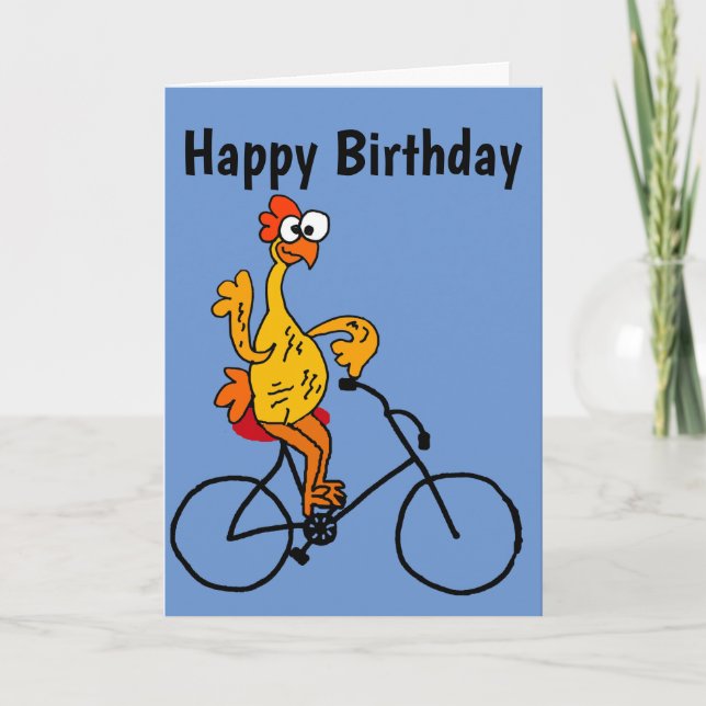 Funny Rubber Chicken Riding Bicycle Karte (Vorderseite)