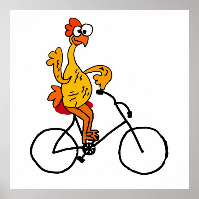 Funny Rubber Chicken Riding Bicycle Poster (Vorne)