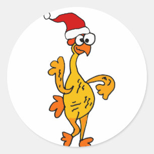 Funny Rubber Chicken Weihnachts-Cartoon Runder Aufkleber