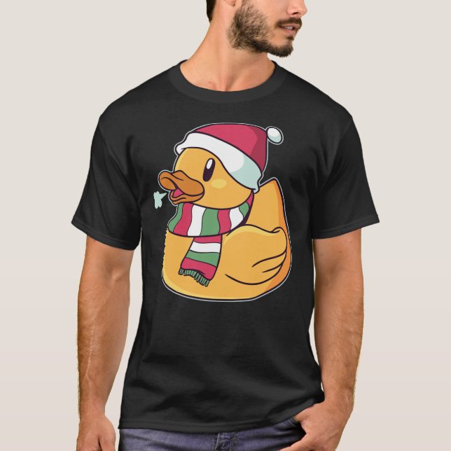 Funny Rubber Duck Christmas Shirt Santa Hat Rubber (Vorderseite)