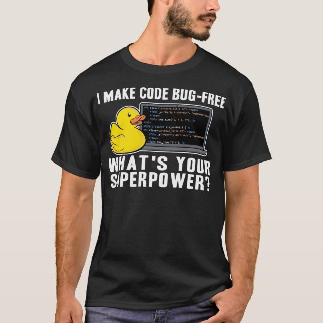 Funny Rubber Duck Debugging Superpower Coding Labo T-Shirt (Vorderseite)
