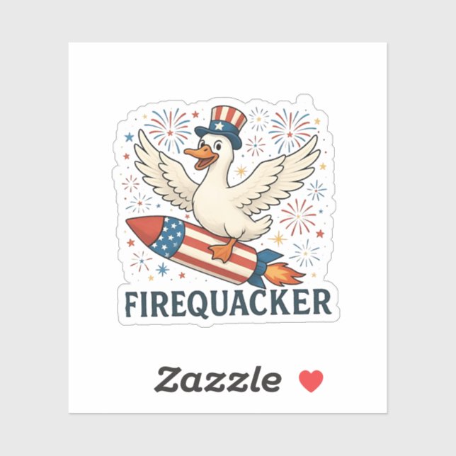 Funny Rubber Duck USA Patriotic Firequacker 4. Aufkleber (Blatt)