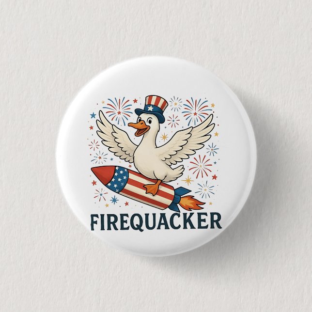 Funny Rubber Duck USA Patriotic Firequacker 4. Button (Vorderseite)