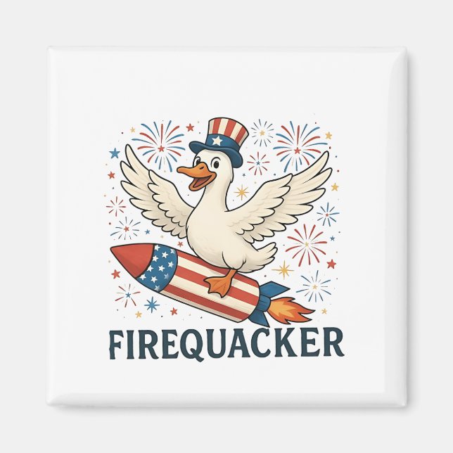 Funny Rubber Duck USA Patriotic Firequacker 4. Magnet (Vorne)