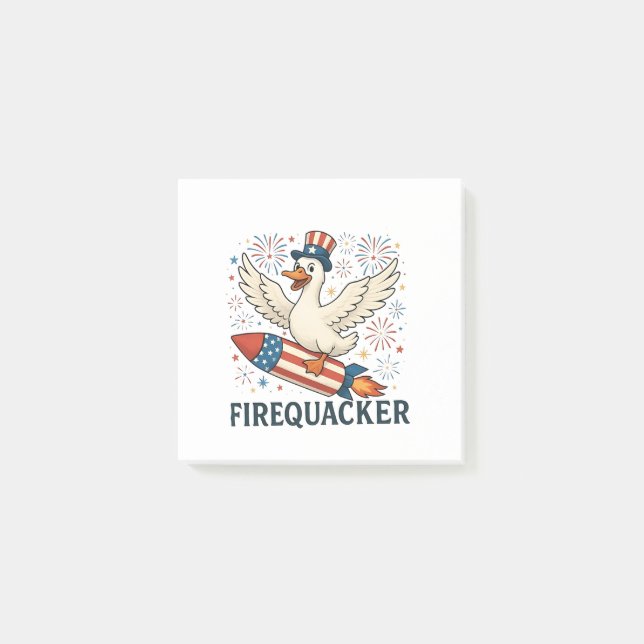 Funny Rubber Duck USA Patriotic Firequacker 4. Post-it Klebezettel (Vorderseite)
