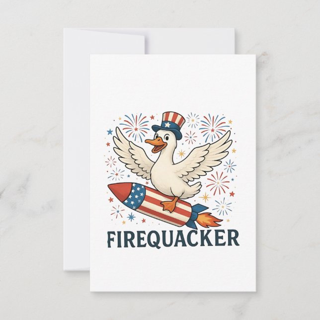 Funny Rubber Duck USA Patriotic Firequacker 4. Save The Date (Vorderseite)
