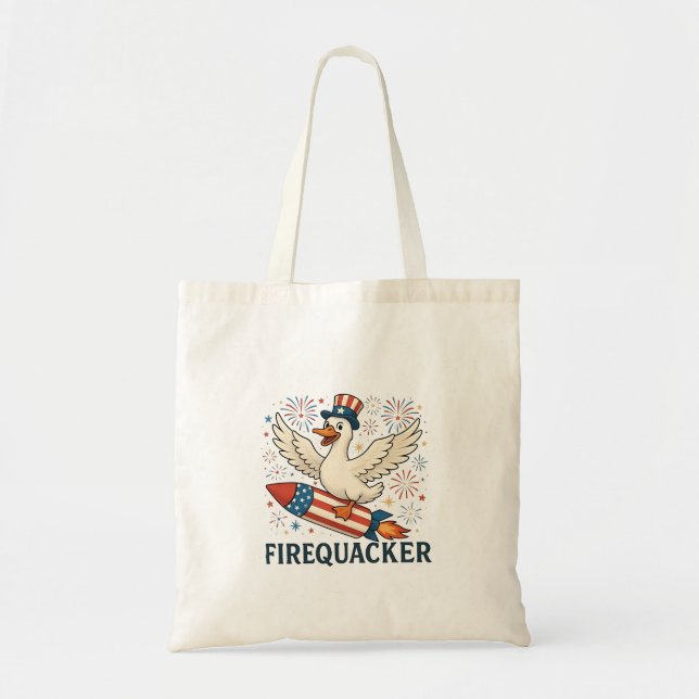 Funny Rubber Duck USA Patriotic Firequacker 4. Tragetasche (Vorne)