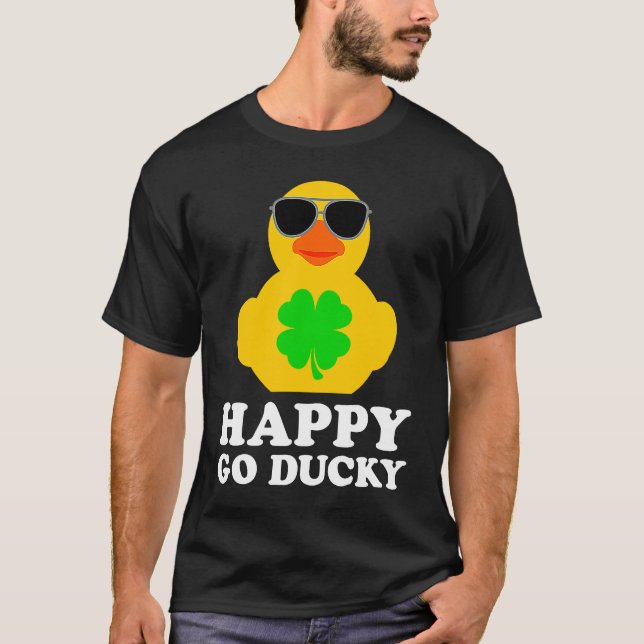 Funny Rubber Duck Vierblättriges Kleeblatt Sonnenb T-Shirt (Vorderseite)
