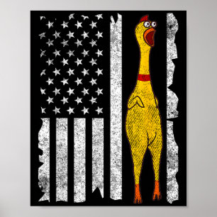 Funny Rubber Hühnchen Vintag amerikanische Flagge Poster