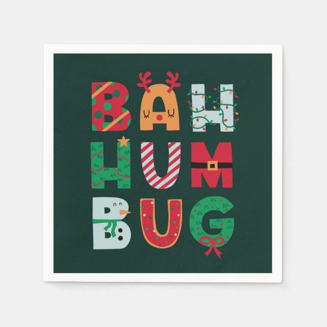 Funny Rubbish Bah Humbug Holiday Card Serviette (Vorderseite)