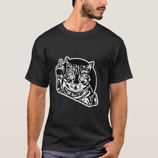 Funny Rude Cat gibt dem Mittleren Finger T-Shirt (Vorderseite)